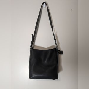 All saints black leather crossbody bag